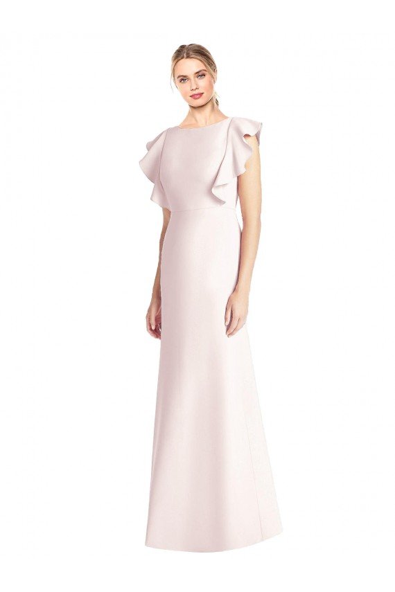 Ruffle Cap Sleeves Open Back Trumpet Bridesmaid Dress / Prom Dress Essex