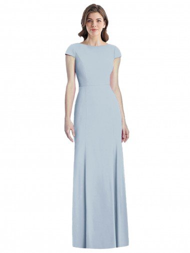 Bateau Neck Cap Sleeves Open Back Trumpet Bridesmaid Dress / Prom Dress Essex