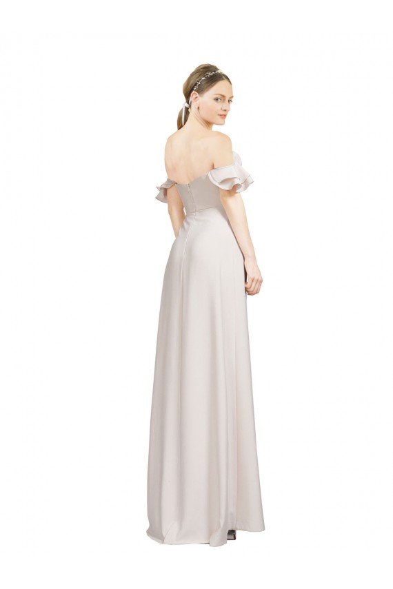 Double Ruffle Flounce Sleeves Formal Crepe Bridesmaid Dress / Prom Dress with Slit Essex