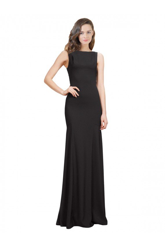 Sleeveless Bateau Neckline Crepe Bridesmaid Dress / Prom Dress with Twist Back Essex