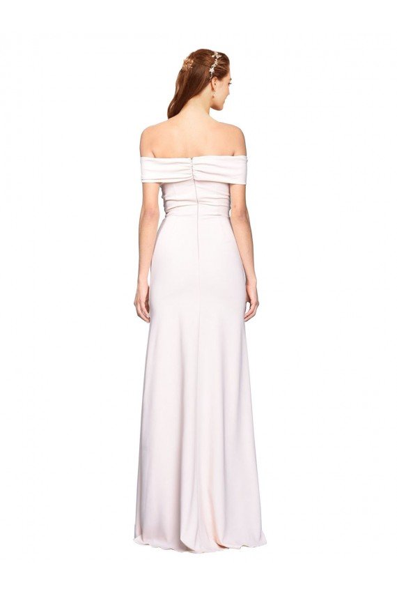 Criss Cross Off the Shoulder Formal Crepe Bridesmaid Dress / Prom Dress with Side Slit Essex