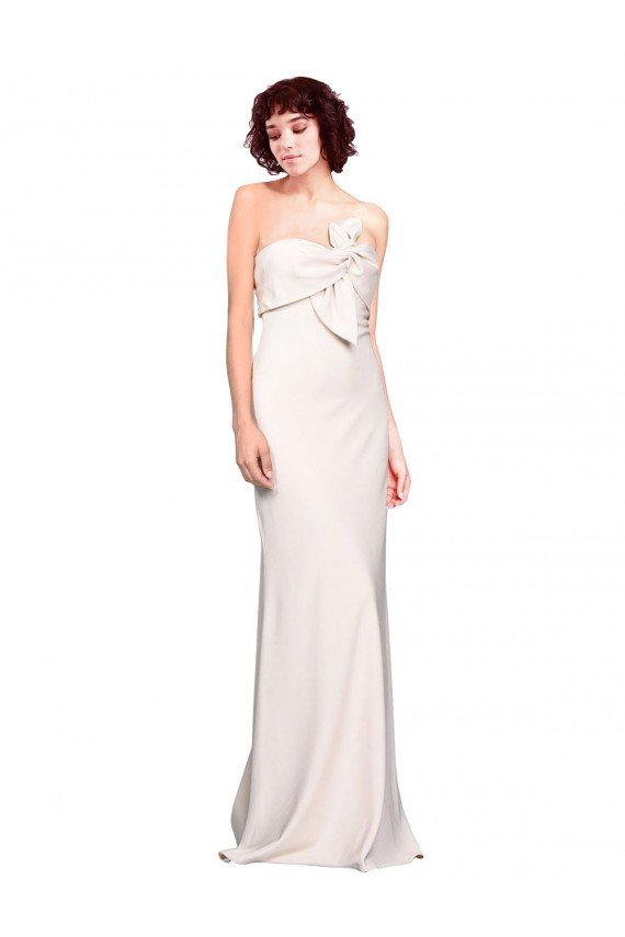 Strapless Crepe Fitted Bridesmaid Dress / Prom Dress with Twist Bow Essex