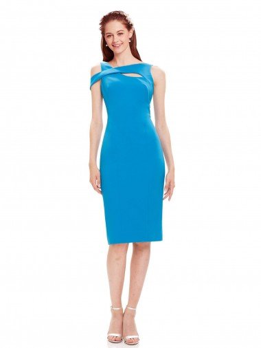 Sleeveless Formal Crepe Cocktail Dress / Homecoming Dress with Keyhole Off The Shoulder Detailing Essex
