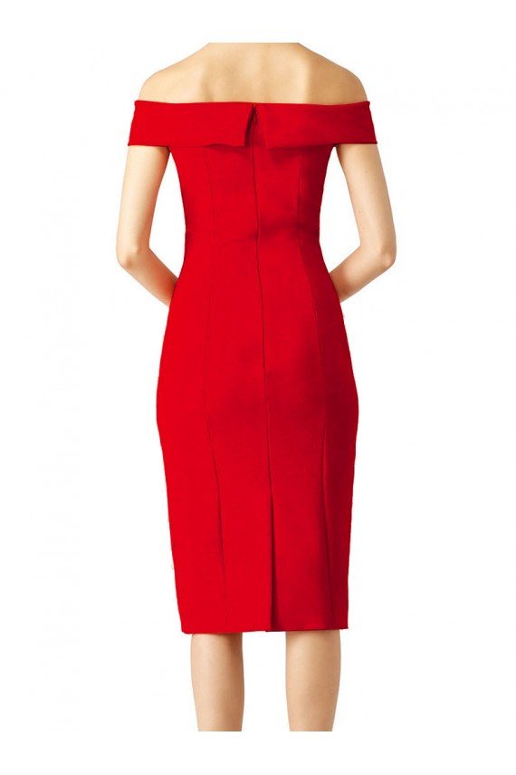 Off the Shoulder Square Neck Cocktail Length Bridesmaid Dress / Prom Homecoming Dress Essex