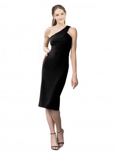 One Shoulder Short Formal Crepe Cocktail Length Bridesmaid Dress / Prom Homecoming Dress Essex