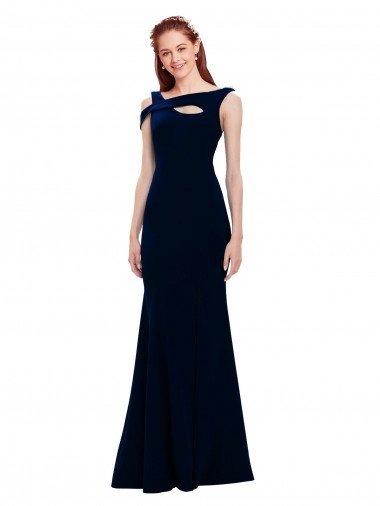 Sleeveless Formal Crepe Mermaid Bridesmaid Dress / Prom Dress with Side Slit Essex