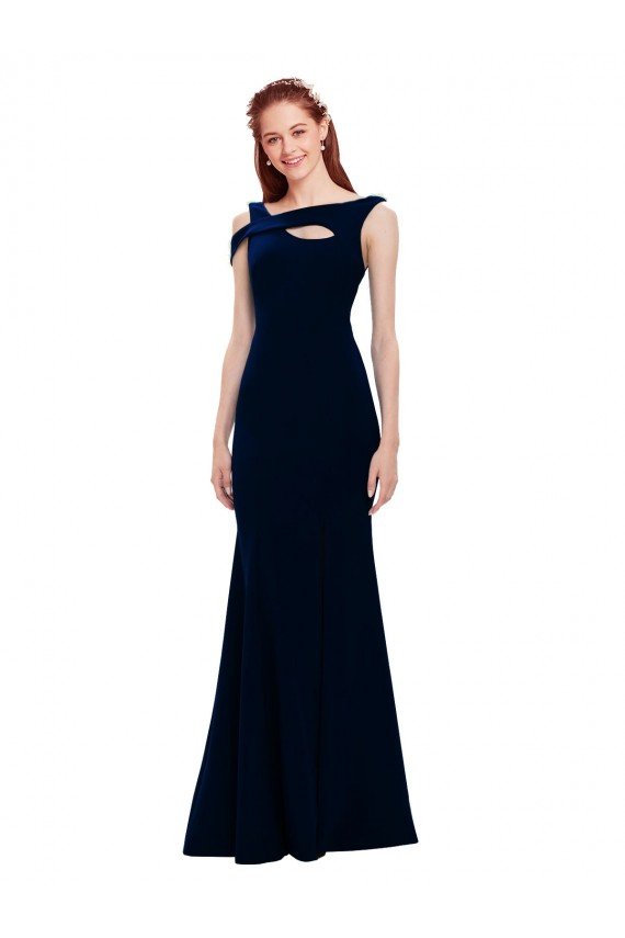Sleeveless Formal Crepe Mermaid Bridesmaid Dress / Prom Dress with Side Slit Essex