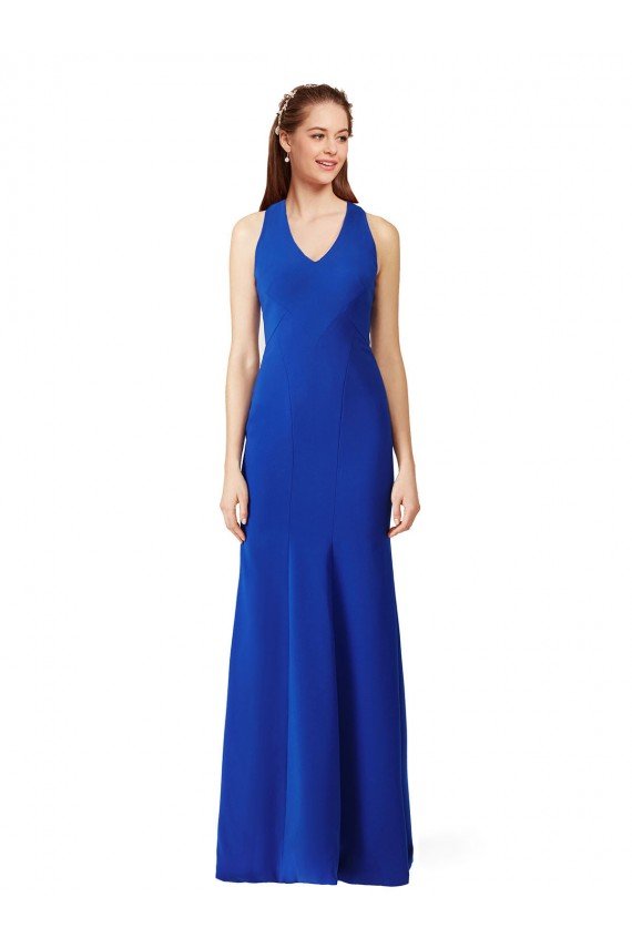 Halter V-Neck Long A-Line Formal Crepe Bridesmaid Dress / Prom Dress Essex