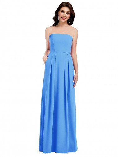 Strapless Pleated Skirt Crepe Bridesmaid Dress / Prom Dress with Pockets Essex