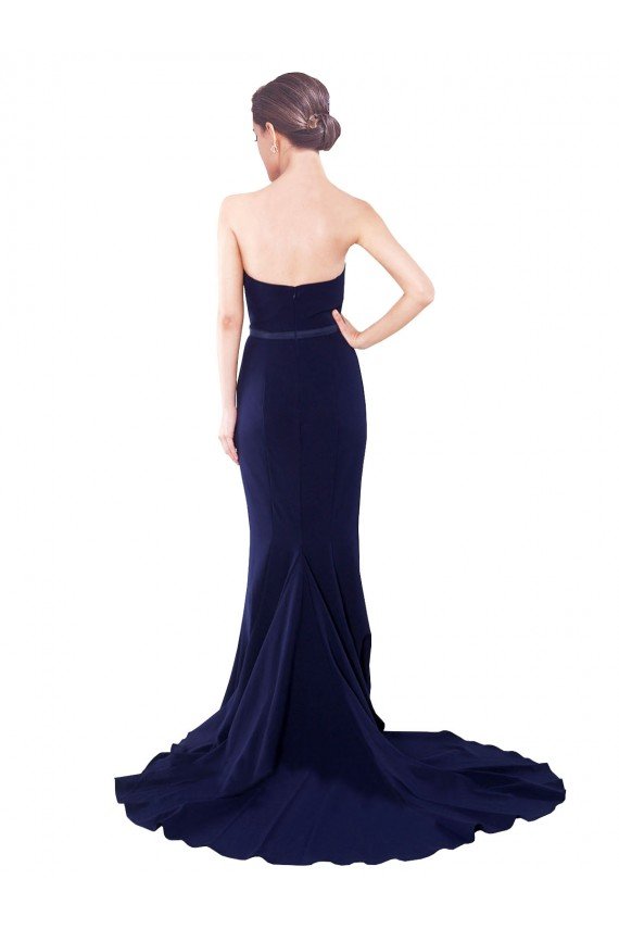 Strapless Sweetheart Neckline Crepe Bridesmaid Dress / Prom Dress with Satin Waistband Essex