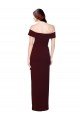 Off the Shoulder Long Formal Crepe Bridesmaid Dress / Prom Dress with Waist Tie Essex