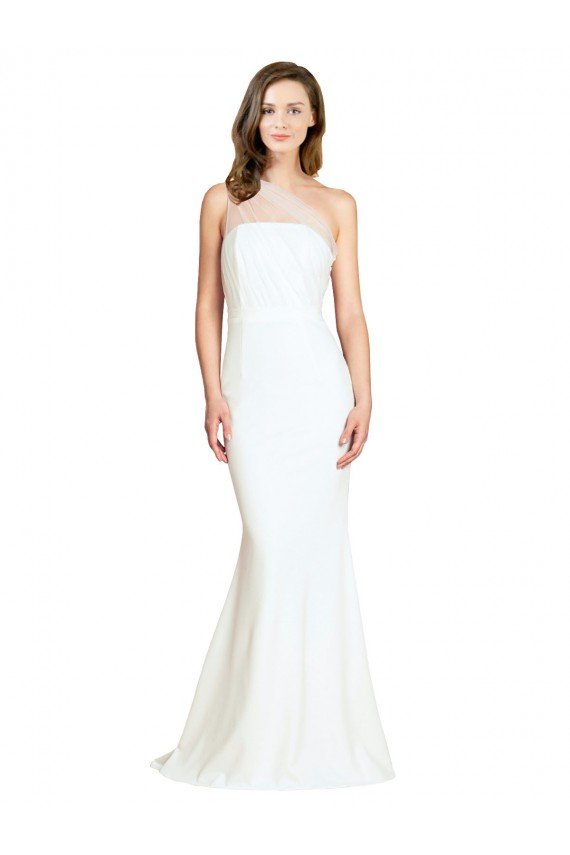 Soft Tulle Shoulder Overlay Mermaid One Shoulder Formal Crepe Bridesmaid Dress Essex
