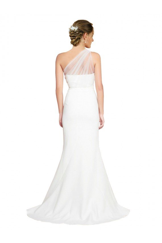 Soft Tulle Shoulder Overlay Mermaid One Shoulder Formal Crepe Bridesmaid Dress Essex