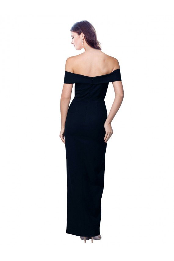 Off the Shoulder Long Full Length Formal Crepe Bridesmaid Dress / Prom Dress with Side Split Essex