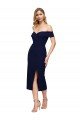 Midi Length Short Formal Crepe Bridesmaid Dress / Cocktail Prom Dress with Side Split Essex