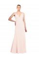 Slim A-Line V-Neck Long Stretch Formal Crepe Bridesmaid Dress / Prom Dress with V-Back Essex