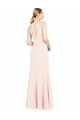 Slim A-Line V-Neck Long Stretch Formal Crepe Bridesmaid Dress / Prom Dress with V-Back Essex