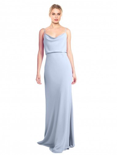 Feminine Cowl Neck Slim Floor Length Stretch Formal Crepe Bridesmaid Dress / Prom Dress Essex