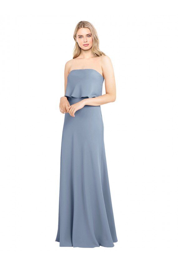 High Neck Sheath Sleeveless Stretch Formal Crepe Bridesmaid Dress / Prom Dress Essex
