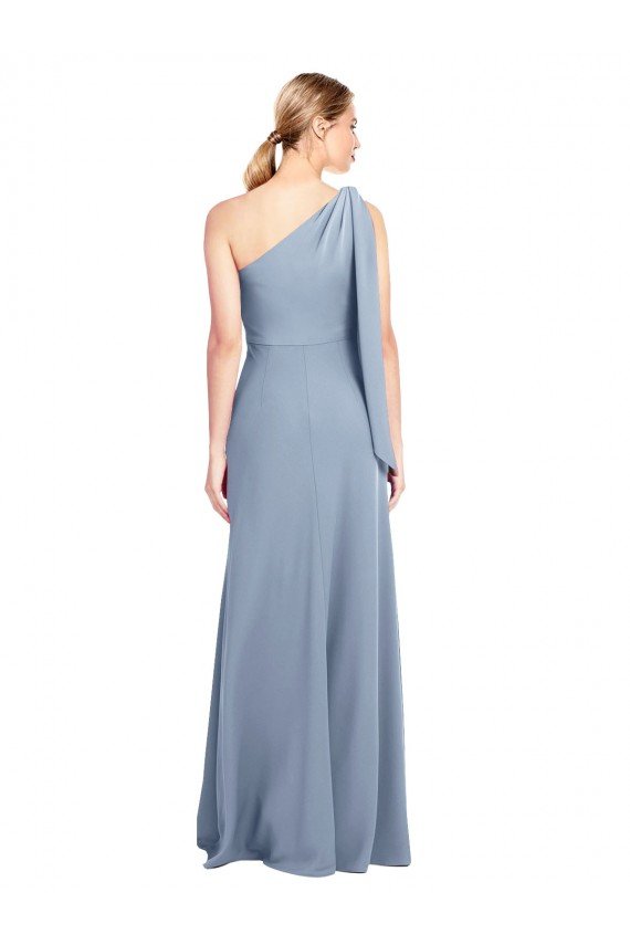 Draped Flutter Sleeves One Shoulder Stretch Formal Crepe Bridesmaid Dress / Prom Dress Essex