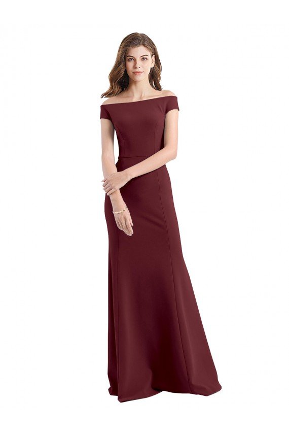 Off the Shoulder Fit and Flare Stretch Crepe Bridesmaid Dress / Prom Dress Essex