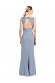 Boat Neckline and Sleek Fit and Flare Crepe Bridesmaid Dress with Keyhole Back Essex
