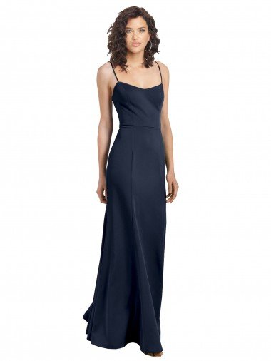 Fit and Flare Scoop Neck Long Sleeveless Stretch Formal Crepe Bridesmaid Dress / Prom Dress Essex