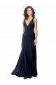 Classic V-Neck Long Stretch Formal Crepe Bridesmaid Dress / Prom Dress with V-Back Essex