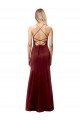 Fit and Flare Halter Neckline Stretch Formal Crepe Bridesmaid Dress / Prom Dress with Strappy Back Essex