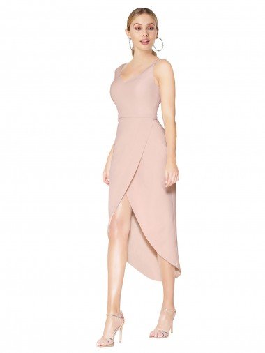 Knee Length Short Formal Crepe Bridesmaid Dress / Prom Dress Essex
