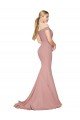 Off the Shoulder Sweetheart Long Sweep Train Formal Crepe Bridesmaid Dress / Prom Dress Essex