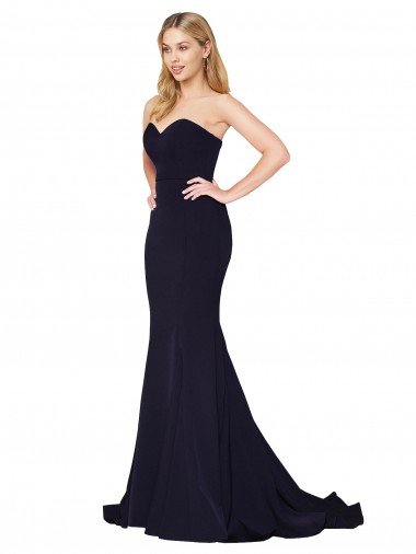 Sweetheart High Neck Sweep Train Sleeveless Formal Crepe Bridesmaid Dress / Prom Dress Essex