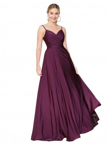 High Neck Spaghetti Straps Long V-Back Formal Crepe Bridesmaid Dress / Prom Dress Essex