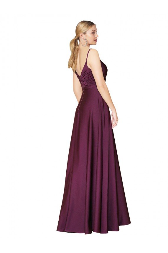 High Neck Spaghetti Straps Long V-Back Formal Crepe Bridesmaid Dress / Prom Dress Essex