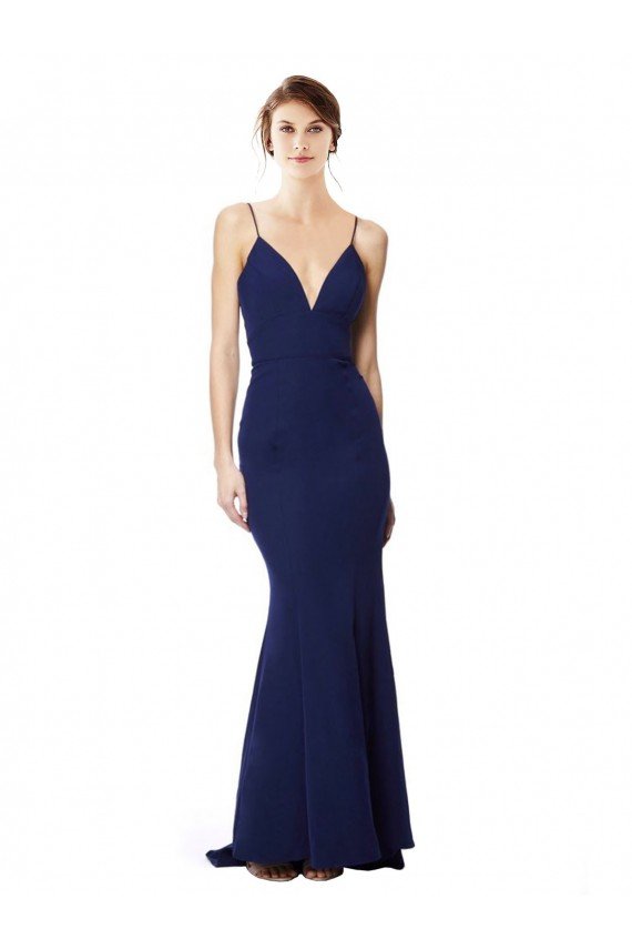 Deep V-Neck Spaghetti Straps Mermaid Formal Crepe Bridesmaid Dress / Prom Dress Essex