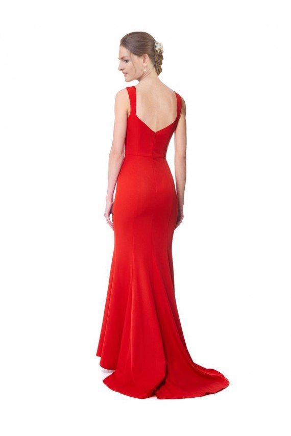 Long Chapel Train Fishtail Maxi Formal Crepe Bridesmaid Dress / Prom Dress with Sweetheart Neckline Essex