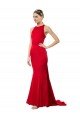 High Neck Mermaid Open Back Formal Crepe Maxi Bridesmaid Dress / Prom Dress with Train Detail Essex
