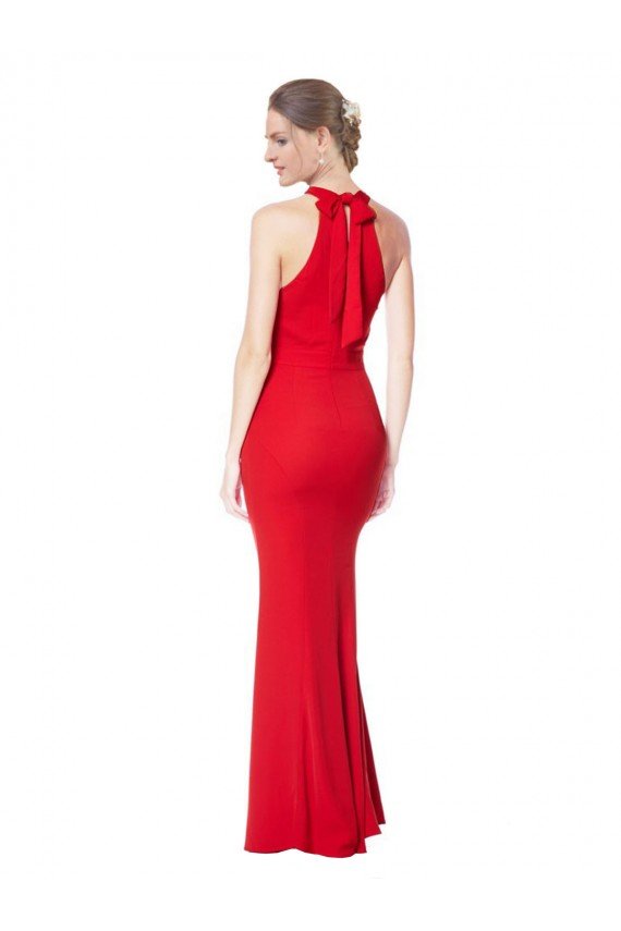 Halter Neck Keyhole Back Sleeveless Formal Crepe Maxi Bridesmaid Dress / Prom Dress Essex