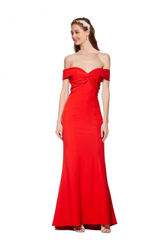 Cross Front and Back Bardot Sleeveless Formal Crepe Maxi Bridesmaid Dress / Prom Dress Essex