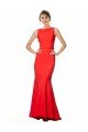 High Neck Maxi Formal Crepe Bridesmiad Dress with Exaggerated Back Ruffle Essex
