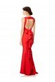 High Neck Maxi Formal Crepe Bridesmiad Dress with Exaggerated Back Ruffle Essex