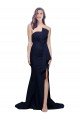 Long Strapless Sweep Train Low Back Crepe Bridesmaid Dress / Prom Dress Essex
