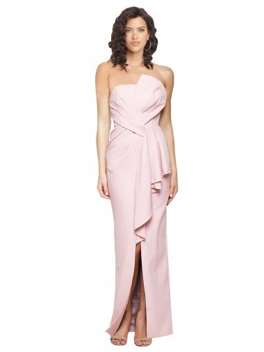 Strapless Long Full Length Ruffles Low Back Formal Crepe Bridesmaid Dress / Prom Dress Essex