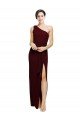 One Shoulder Sheath Formal Crepe Bridesmaid Dress / Prom Dress with High Side Split Essex