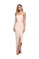 Full Length Low Back Strapless Formal Crepe Bridesmaid Dress / Prom Dress with Thigh High Side Split Essex