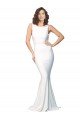 High Neck Low V-Back Long Formal Crepe Bridesmaid Dress / Prom Dress Essex