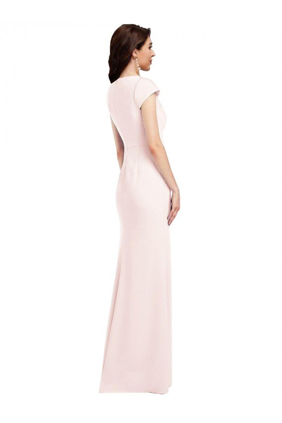 Cap Sleeve A-Line Formal Crepe Bridesmaid Dress / Prom Dress with Pockets Essex
