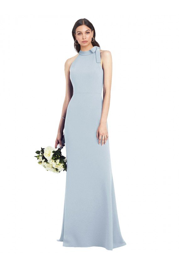 Halter Bow Neck Open Back Soft Full Length Trumpet Bridesmaid Dress / Prom Dress Essex