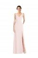 Square Neck Low Back A-Line Bridesmaid Dress / Prom Dress with Front Slit and Pockets Essex