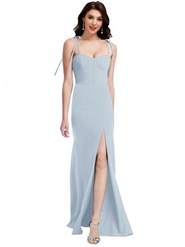 Bustier Style Crepe Bridesmaid Dress / Prom Dress with Bow Straps Essex